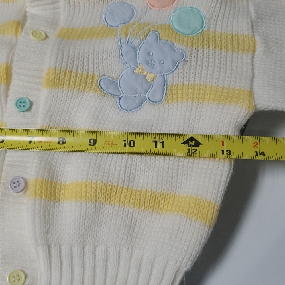 Vintage Fisher Price Stripped Button Sweater Size 24 Months Teddy Bear Balloon - Picture 9 of 10